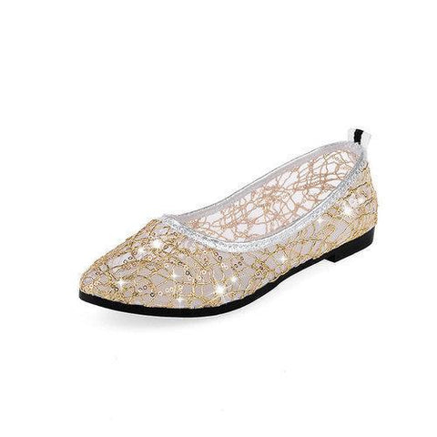 Mesh Shiny Transparent Paillette Breathable Slip On Flat Shoes