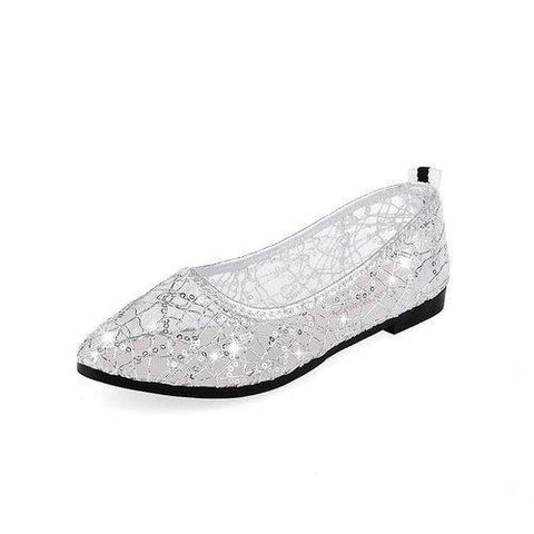 Mesh Shiny Transparent Paillette Breathable Slip On Flat Shoes