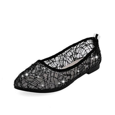 Mesh Shiny Transparent Paillette Breathable Slip On Flat Shoes