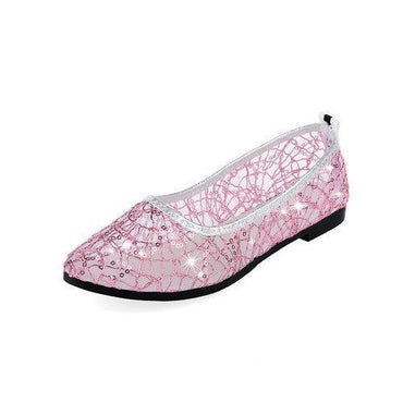 Mesh Shiny Transparent Paillette Breathable Slip On Flat Shoes