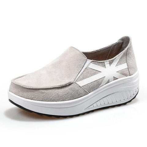 Breathable Leather Outdoor Slip On Platform Casual Swing Shoes