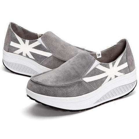 Breathable Leather Outdoor Slip On Platform Casual Swing Shoes