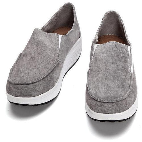 Breathable Leather Outdoor Slip On Platform Casual Swing Shoes