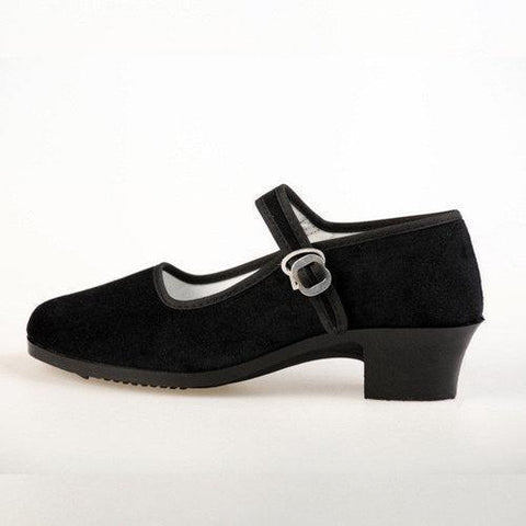 Black Square Heel Buckle Casual Strappy Mary Jane Shoes