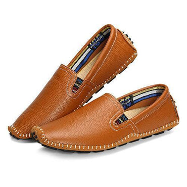 Big Size Men Leather Sewing Slip On Toe Protecting Casual Doug Shoes