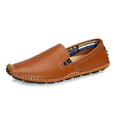 Big Size Men Leather Sewing Slip On Toe Protecting Casual Doug Shoes