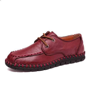 Stitching Leather Lace Up Soft Casual Outdoor Flat Loafers