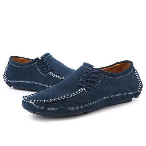 Big Size Men Handsewn Side Lace Decoration Soft Flat Casual Loafers