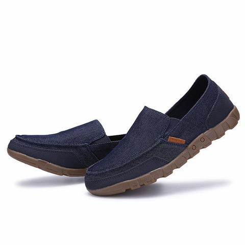 Large Size Men Washed Canvas Soft Lazy Shoes Slip On Casual Loafers