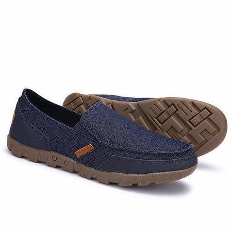 Large Size Men Washed Canvas Soft Lazy Shoes Slip On Casual Loafers