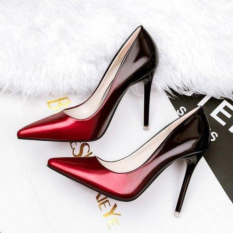 Color Blocking Pointed Toe High Heel Lady Pumps Stilettos