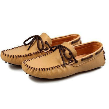 Men Genuine Leather Slip On Boat Shoes Moccasins Casual Loafers