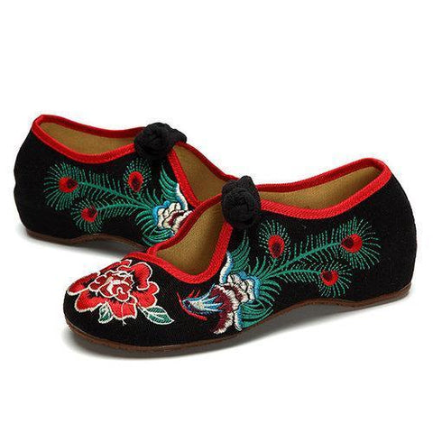 Phoenix Embroidered Hollow Out Casual Flat Vintage Loafers