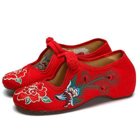 Phoenix Embroidered Hollow Out Casual Flat Vintage Loafers