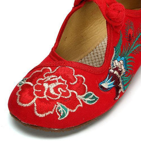 Phoenix Embroidered Hollow Out Casual Flat Vintage Loafers