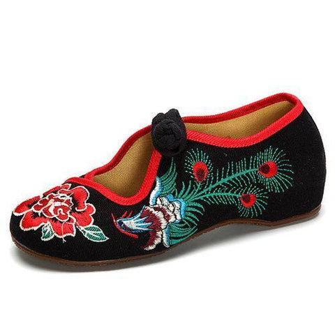 Phoenix Embroidered Hollow Out Casual Flat Vintage Loafers