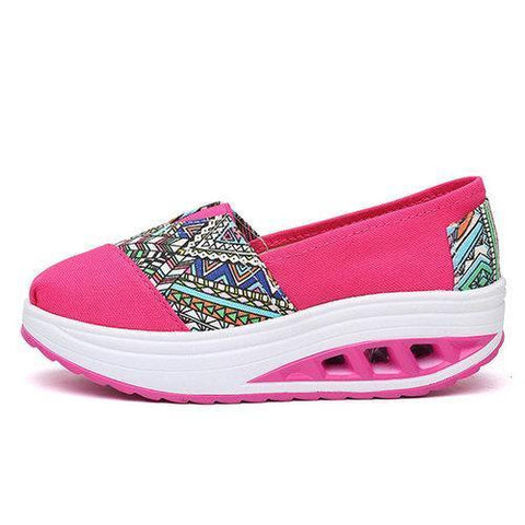 Pattern Print Comfortable Slip On Rocker Sole Shake Women Shoes