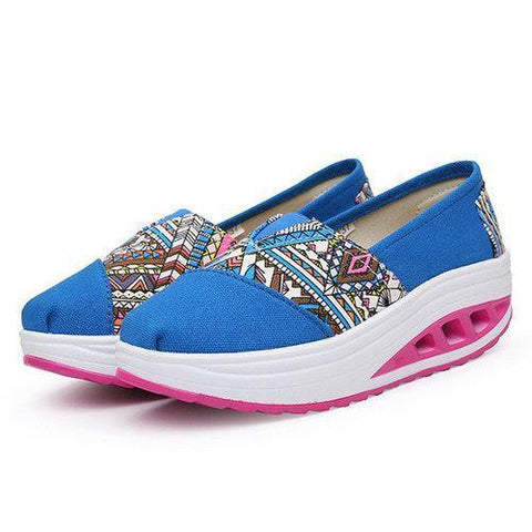 Pattern Print Comfortable Slip On Rocker Sole Shake Women Shoes