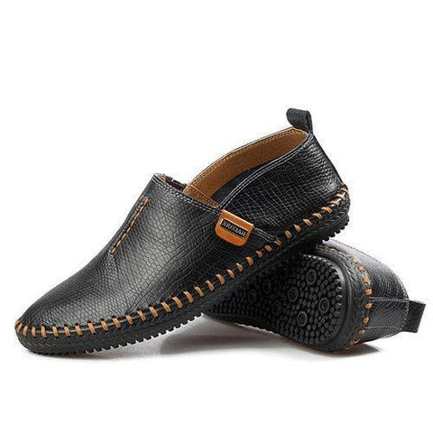 Men Hand Stitching Serpentine Pattern Lazy Slip On Casual Driving Loafers