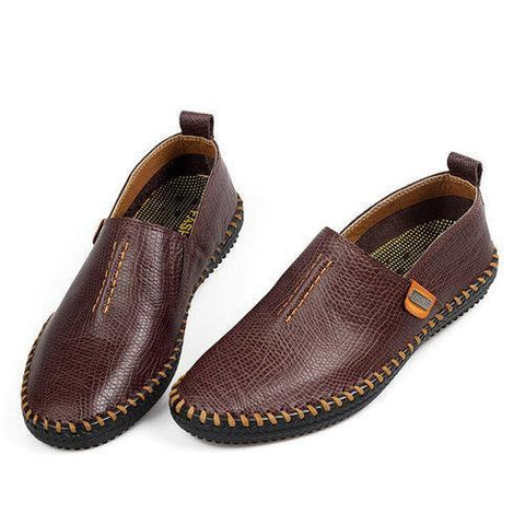 Men Hand Stitching Serpentine Pattern Lazy Slip On Casual Driving Loafers