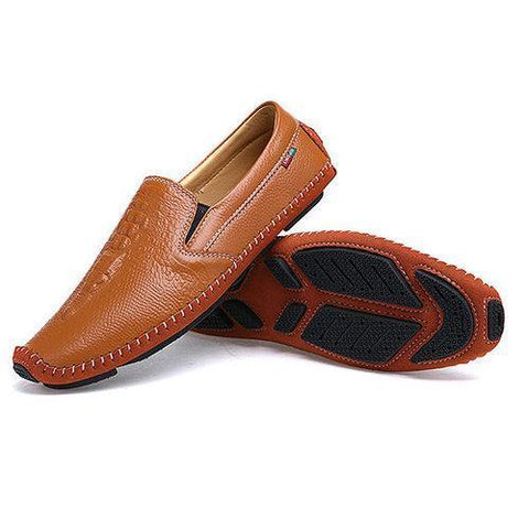 Men Delicate Sewing Crocodile Pattern Genuine Leather Casual Loafers