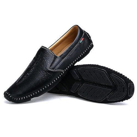 Men Delicate Sewing Crocodile Pattern Genuine Leather Casual Loafers