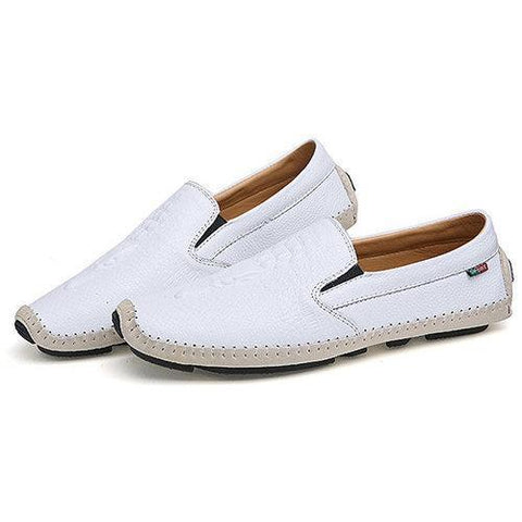 Men Delicate Sewing Crocodile Pattern Genuine Leather Casual Loafers