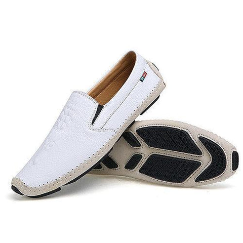 Men Delicate Sewing Crocodile Pattern Genuine Leather Casual Loafers