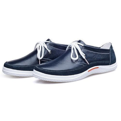 Men Metal Buckle Genuine Leather British Style Sport Casual Boat Shoes