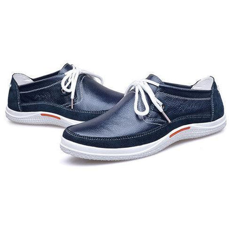 Men Metal Buckle Genuine Leather British Style Sport Casual Boat Shoes