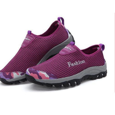 Big Size Mesh Color Blocking Breathable Slip On Casual Outdoor Shoes