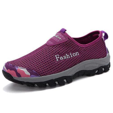 Big Size Mesh Color Blocking Breathable Slip On Casual Outdoor Shoes