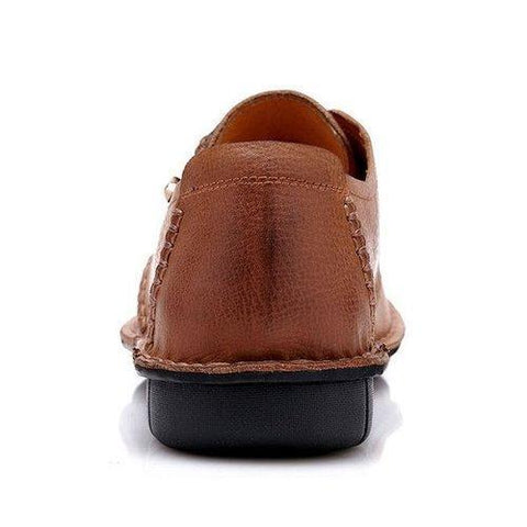 Men Retro Hand Stitching Business Leather Shoes Lace Up Casual Loafers