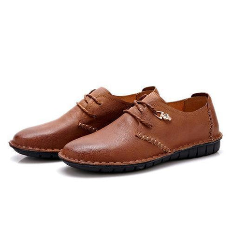 Men Retro Hand Stitching Business Leather Shoes Lace Up Casual Loafers