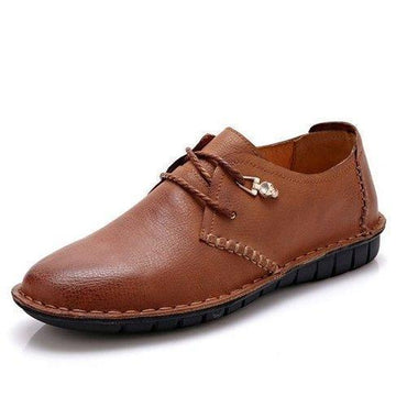 Men Retro Hand Stitching Business Leather Shoes Lace Up Casual Loafers