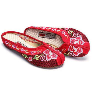 Floral Print Chinese Embroidered Vintage Flat Shoes