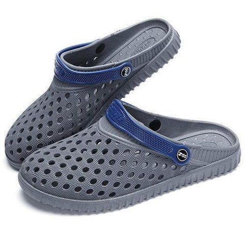 Men Hollow Out Breathable Casual Slippers Flat Slip On Beach Sandals