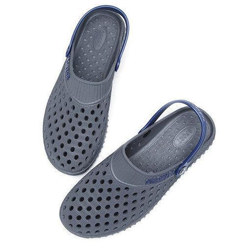 Men Hollow Out Breathable Casual Slippers Flat Slip On Beach Sandals