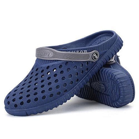 Men Hollow Out Breathable Casual Slippers Flat Slip On Beach Sandals