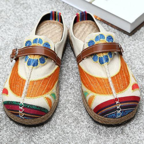 Colorful Embroidered Backless Loafers