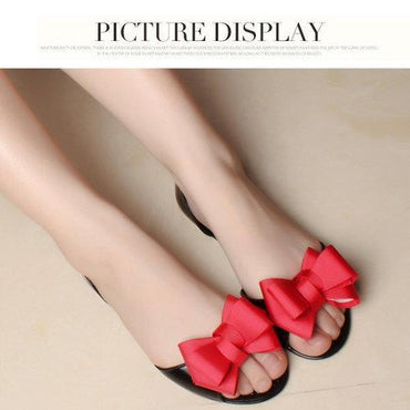 Jelly Butterfly Knot Peept Toe Slip On Casual Flat Beach Shoes