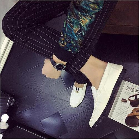 Men Metal Decoration Round Toe Casual Doug Shoes Slip On Loafers