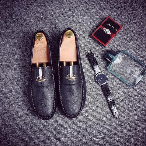 Men Metal Decoration Round Toe Casual Doug Shoes Slip On Loafers