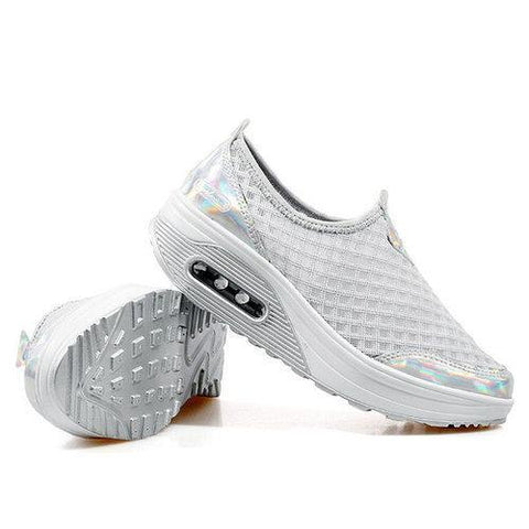 Big Size Mesh Breathable Rocker Sole Platform Sport Shoes