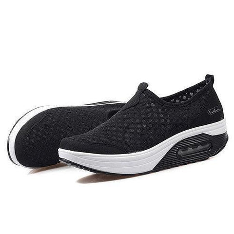 Big Size Mesh Breathable Rocker Sole Platform Sport Shoes