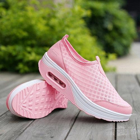 Big Size Mesh Breathable Rocker Sole Platform Sport Shoes