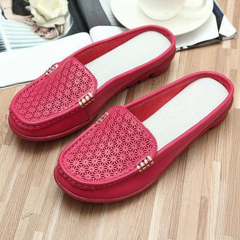 Hollowed Out Slippers Breathable Soft Sole Loafer Flat Shoes