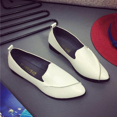 Pure Color Flat Slip On Pointed Toe Casual Shoes