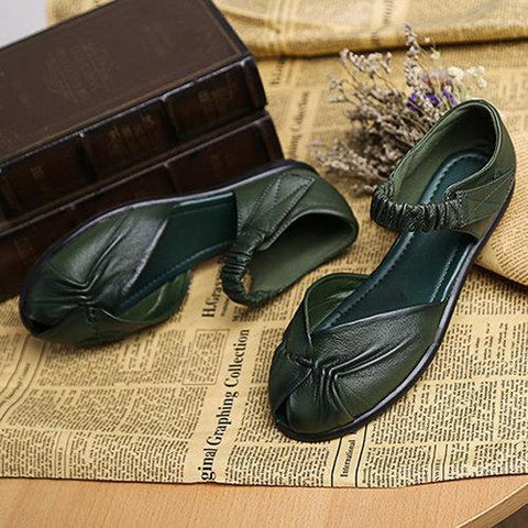 Socofy Fish Mouth Elastic Hook Loop Slip On Flat Shoes