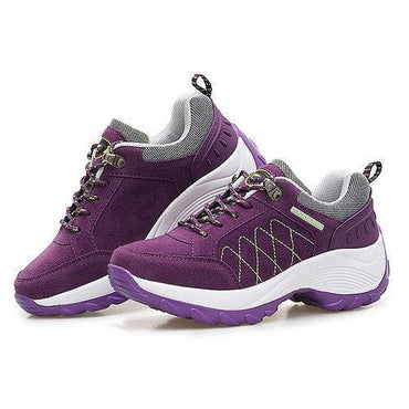 Color Blocking Leather Lace Up Sport Platform Trainers